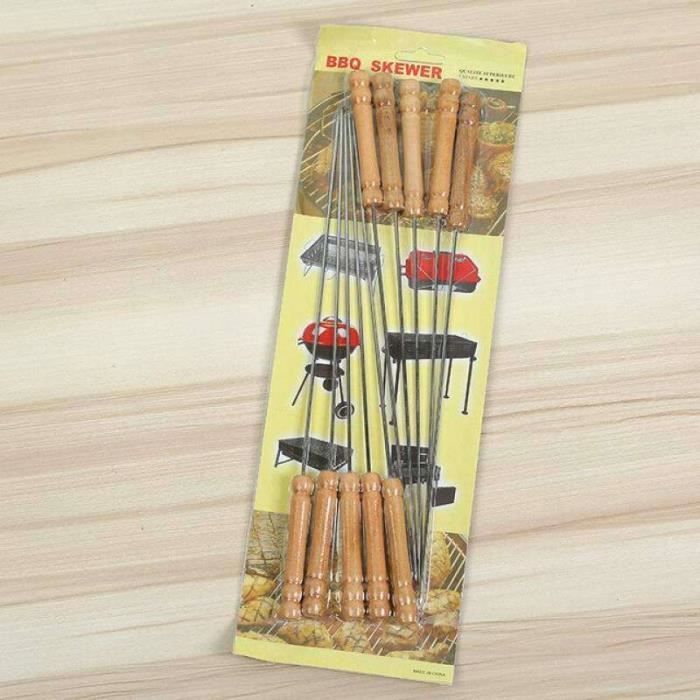20 Brochettes De Barbecue En Acier Inoxydable - Longueur 30 Cm, Réutilisables, Plat - Pour Brochettes De Viande, Légumes, Poisson - 10
