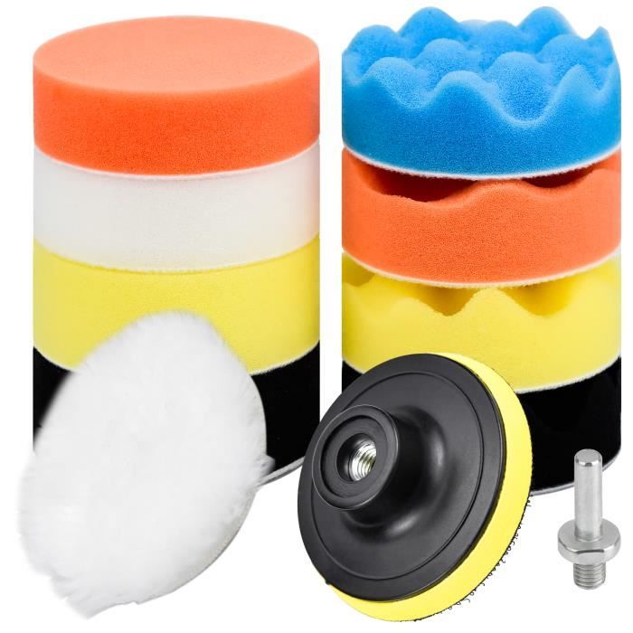 Kit d'éponge de polissage, tampons de polissage avec adaptateur de  perceuse, 125 mm / 5 pouces, disque de polissage, composé de tampons de  polissage automobile pour voiture, polisseuse et cirage 