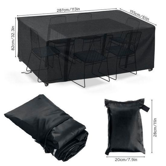 Housse Pour Meubles De Jardin 150x70x50cm - Bâche Table Extérieure Imperméable 420D Oxford - Protection Salon De Jardin