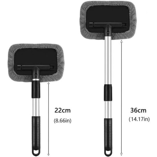 Brosse Nettoyante Pare-brise Voiture – Tête Rotative 180°, Manche Télescopique | Microfibre, Sans Rayure, Kit Complet