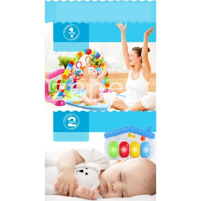 Tapis de jeu d'activités pour bébé - 3 en 1 - Musique et lumières - 0-36  mois - Main libre - Bleu - Cdiscount Puériculture & Eveil bébé