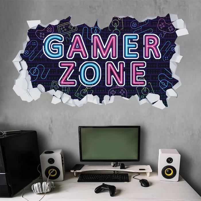 3D Stickers Muraux Gamer Zone des Joueurs du Jeu,3d Autocollants