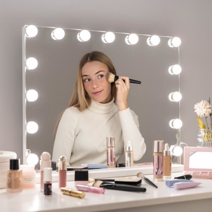 Rio Grand Miroir De Maquillage Pliable Avec Lumières LED à Intensité Variable Grossissement 1 X 3 X 5 X 10 USB Ou Piles