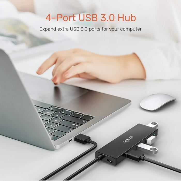 HUB 4 Ports USB 3.0 120cm Ultra Slim Extra Adaptateur Cable pour Macbook,  Mac Pro, Windows XP-Vista - 7-8 - 10, Linux, XPS, Clés U - Cdiscount  Informatique