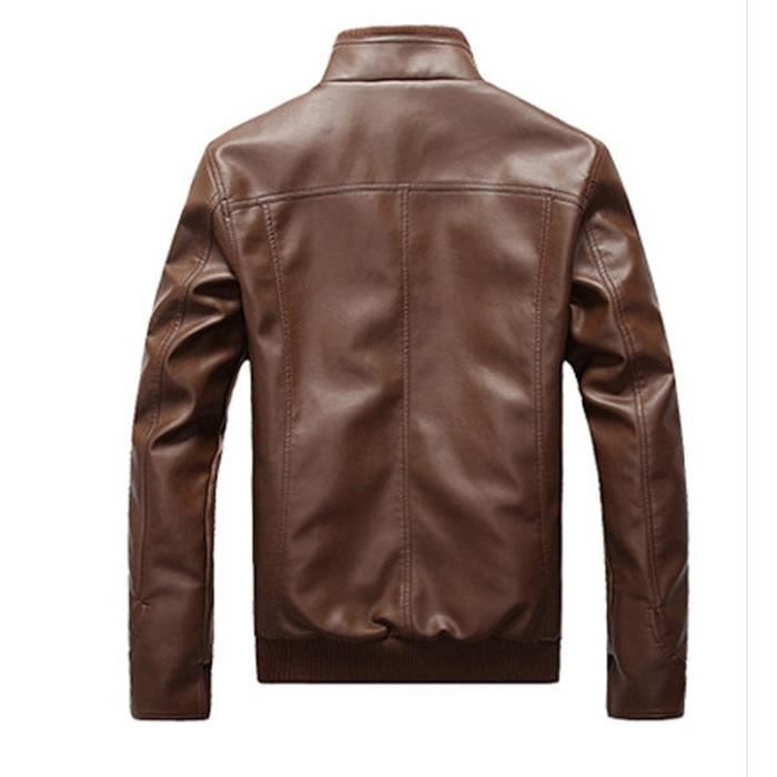 Blouson en Cuir Homme Manteau de Moto Hiver Marque Modèle