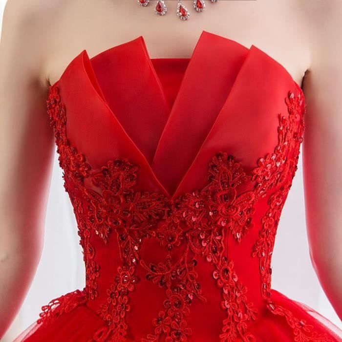 Robes de mariee rouge mariee princesse dream bud bustier automne ete taille haute sarong femme