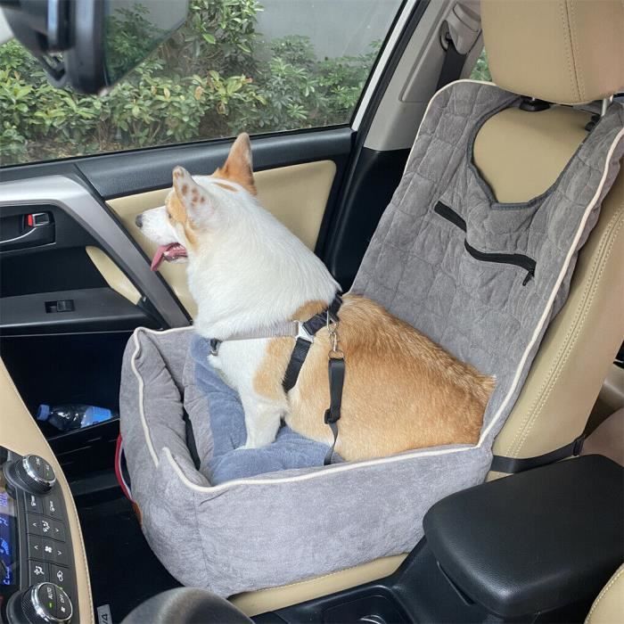 Siège auto pour chien chat déhoussable réglable avec attache coton