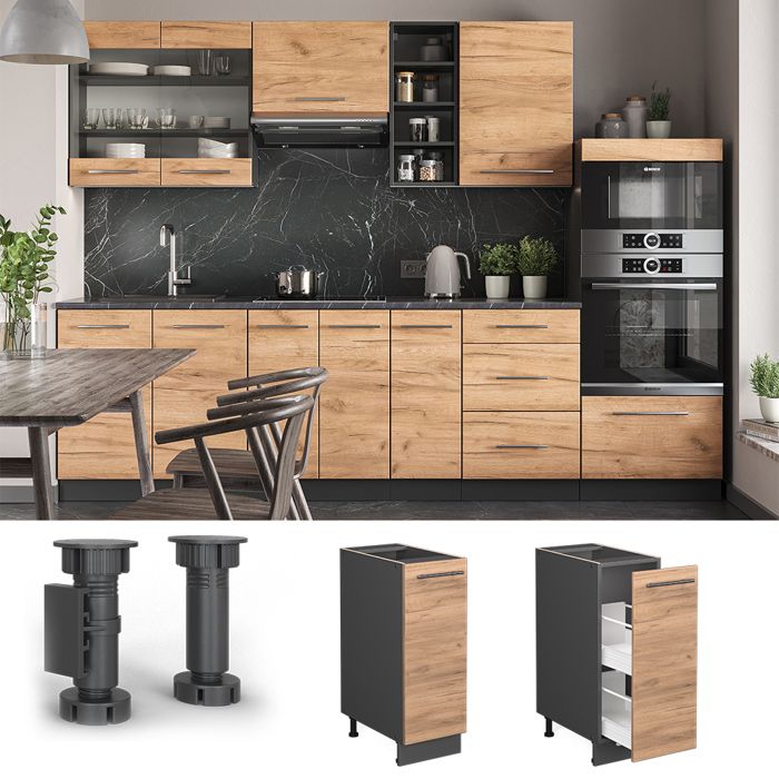 Meuble Bas De Cuisine Fame-Line Vicco – 30 Cm, Chêne, étagère Inclus