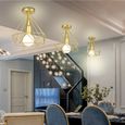 UNI Lampe de Plafond Vintage Industrielle 25cm Or Plafonnier Lustre Luminaire pour Café Restaurant Hôtel-2