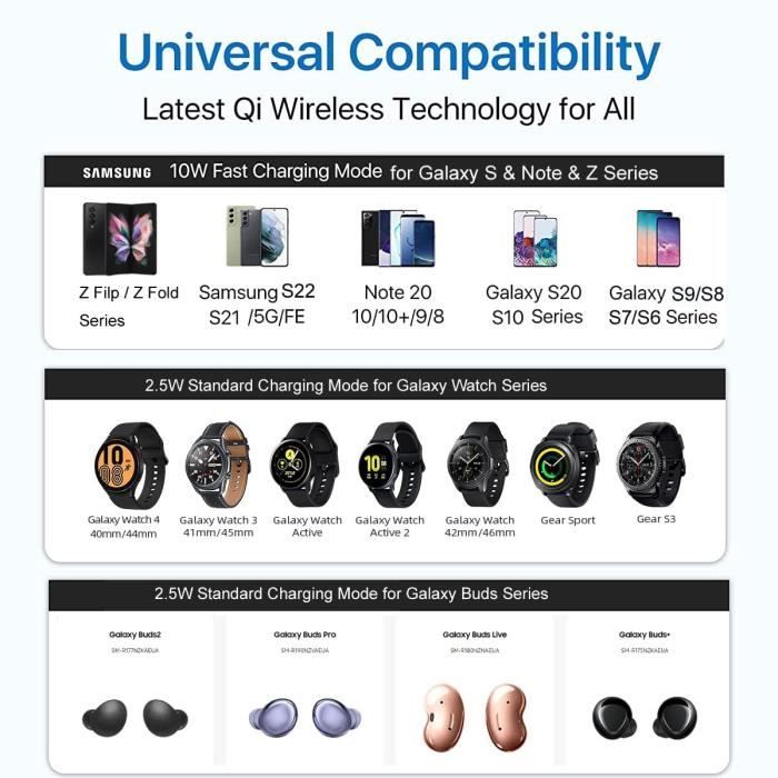 Chargeur Induction Samsung Galaxy S23 Ultra, Chargeur Sans Fil Inductive  Pour Smsung Galaxy Watch 5-4-3, Chargeur 3 En 1 Avec[H404] - Cdiscount  Téléphonie