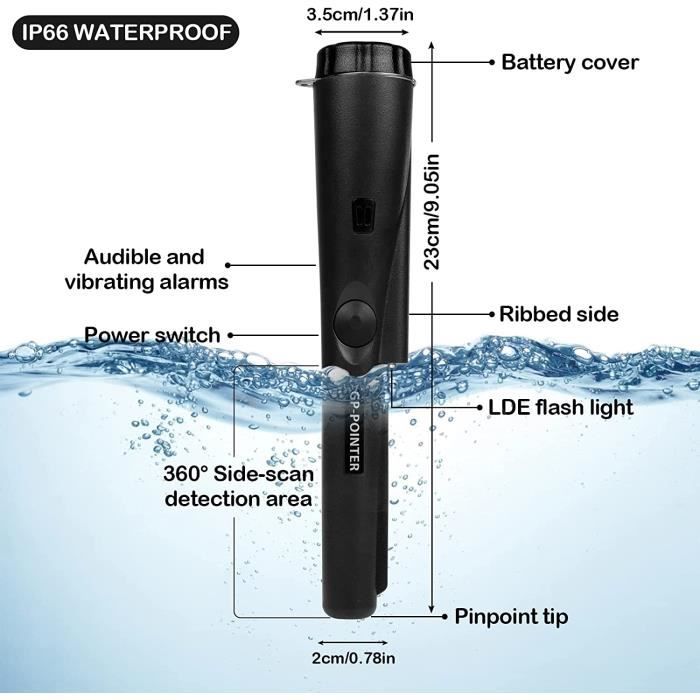 Détecteur de Métaux Pinpointer Détection de Pointeur Portable LED IP66  Étanche