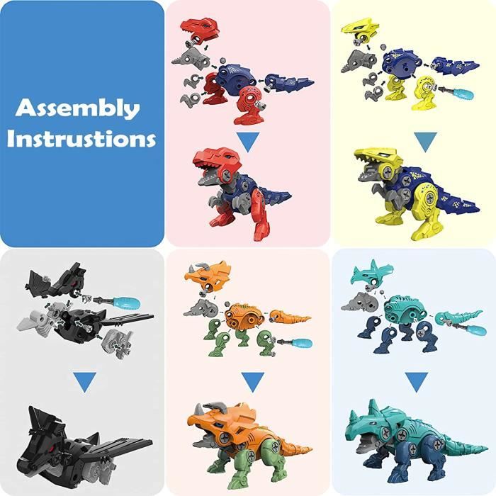 Kit de construction de robot dinosaure 5 en 1 pour enfants, à assembler