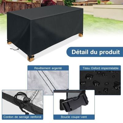 Housses pour salons de jardin,Salon de Jardin Exterieur,Housse de meubles de jardin pour table ronde et chaises,420D Oxford Housse de Protection Bâche de Table Imperméable, Anti-UV -160x150cm
