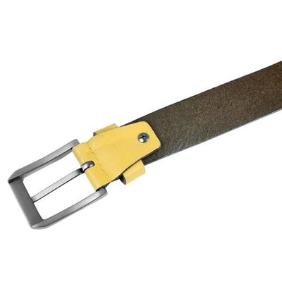 Ceinture jaune cuir veritable femme 100 cm luxe a la mode Largeur 3.4 cm 100 cm Cdiscount Pret a Porter