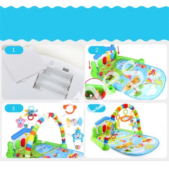 pour B/éb/é 0 Mois et Plus-Bleu LVPY Tapis d/éveil avec Jouets et Miroir Piano Jouer Gym Tapis la Musique et lumi/ères