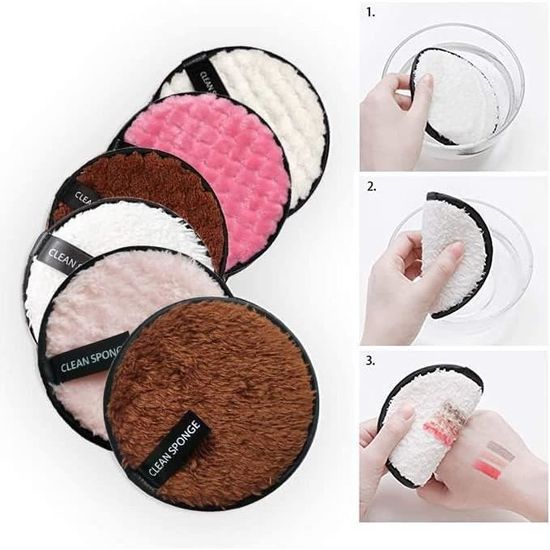 7 Disques Démaquillants Lavables En Microfibre - Réutilisables, Double Face, Doux Pour La Peau - Pour Démaquillage à L'eau Seulement - 6