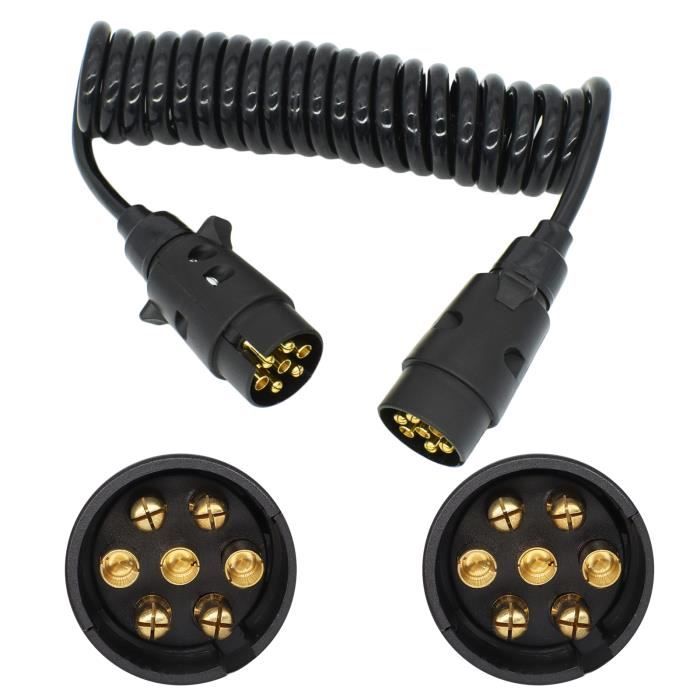 Rallonge Remorque 7 Broches DARKGUARD - 2,5m, 12V, Mâle Vers Mâle, Pour Camping-car/Caravane