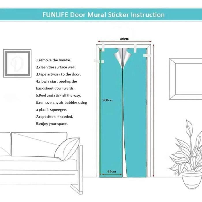 Autocollant Mural Porte 3D Notes De Musique - Dimensions 77x200 Cm, PVC Imperméable, Autoadhésif - Décor Trompe-l'œil Pour Chambre, Salon, Salle De Bain