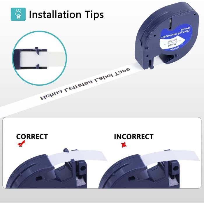Compatibile Letratag 12mm Nastro Etichette Aken 12mm X 4m - Compatibile Dymo LetraTag, Nero Su Bianco, 5 Pezzi Compatibile Letratag Lt100h - Foto 10