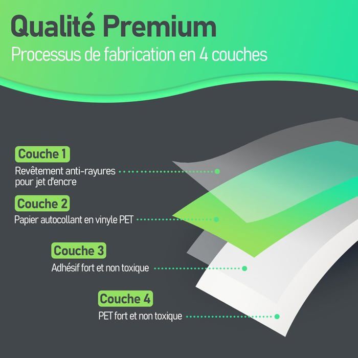 Tixlux 30 feuilles de papier autocollant vinyle pour imprimante jet d'encre, Fini Brillant, autocollant, sèche rapidement, couleurs vives, papier autocollant imperméable, format A4 297x210mm Tixlux 30 feuilles de papier autocollant vinyle pour imprimante jet d'encre, Fini Brillant, autocollant, sèche rapidement, couleurs vives, papier autocollant imperméable, format A4 297x210mm