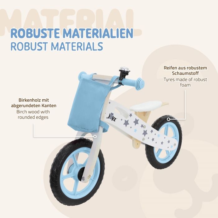 Joyz Mini-Draisienne en Bois, Vélo d'Équilibre Bleu, Vélo d