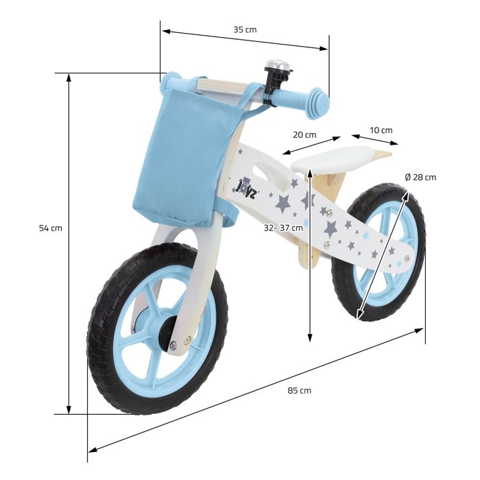 Joyz Mini-Draisienne en Bois, Vélo d'Équilibre Bleu, Vélo d