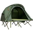 GOPLUS Lit de Camping pour 2 Personnes,Charge 300KG,Tente Pliable avec Auvent Détachable,Lit Double Surélevé/Tapis de Couchage,Vert-0
