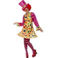 Costume Carnaval - SMIFFY'S - Déguisement Clown Femme - Robe avec Cerceau et Accessoires - Multicolore/Blanc-0