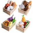 ROBA Jouets Fruits et Légumes pour Marchande et Cuisine Enfant + 4 paniers en Bois-0