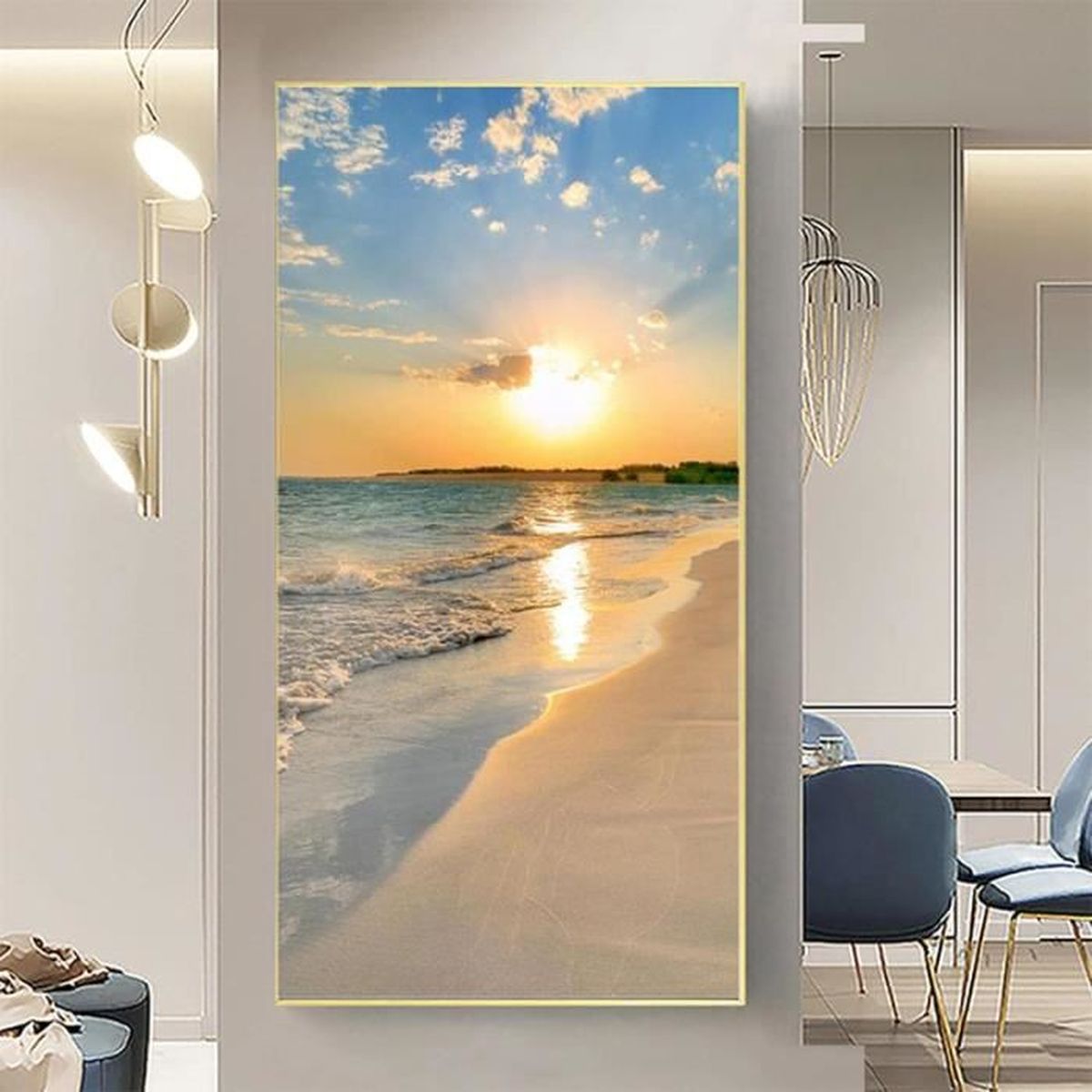 Tableau Toile Impression Lever De Soleil Sur Mer - Format 100x50 Cm, Style Moderne, Marque Tulup