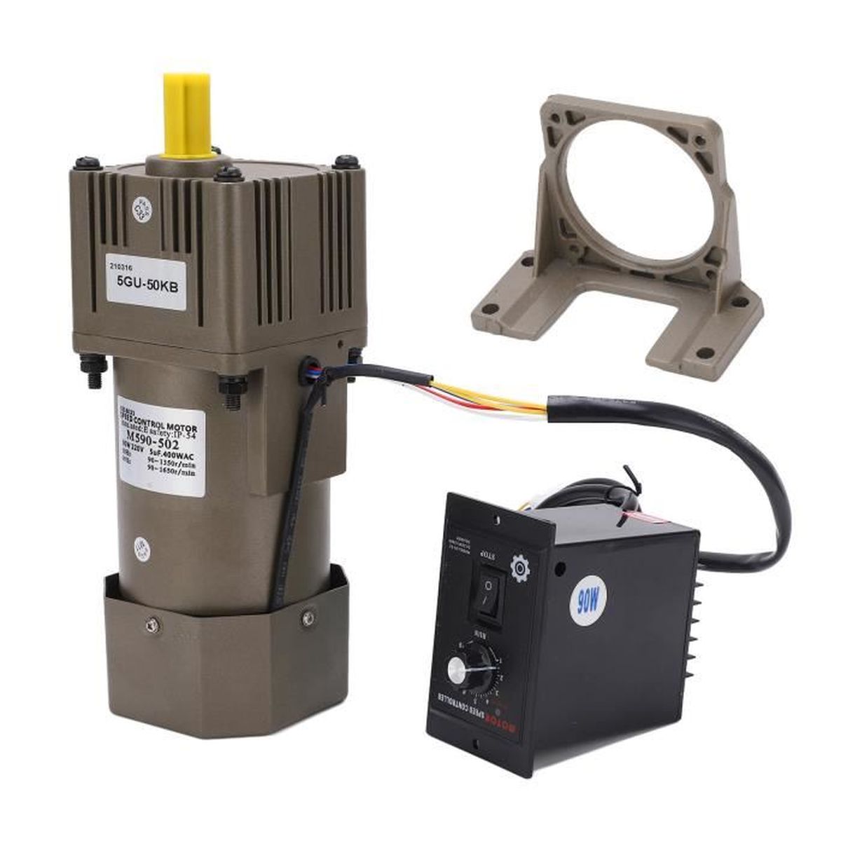 Motoréducteur 220V 6W Réglable – Moteur Asynchrone Monophasé 4 Pôles Avec Rapport 20K, Vitesse Variable 70-1650 Tr/min, Robuste Et Silencieux