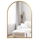 DRIPEX Miroir de Maquillage Arche 50×75cm Or, Miroir Mural avec Cadre en Alliage d'Aluminium pour Entrée Chambre Salon Salle de Bain