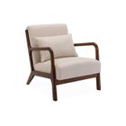 SWEEEK Fauteuil scandinave bois d'hévéa teinté noyer et tissu Lorens