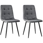 WAFTING Lot de 2 Chaises de Salle à Manger, Chaise de Cuisine en Velours et Pieds en Métal, Gris Foncé