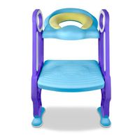 Aufun Siège de toilette pour enfants avec rembourrage en PU réglable en hauteur Potty Trainer pliable, bleu + violet