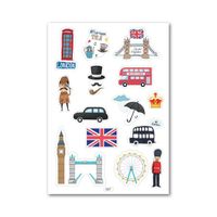 Planche A4 de stickers étiquette London autocollant adhésif – G07