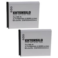 EXTENSILO 2x Batteries compatible avec Canon Digital Ixus 80 is, 82, 60, 65, 70, 75, i7, i Zoom appareil photo (800mAh, 3,7V,