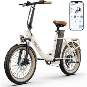 VÉLO ASSISTANCE ÉLEC Vélo Électrique - ONESPORT OT16 Nouveau - 48V 250W 17Ah 816WH - Pneu 20*3.0 - 120KM - Blanc Cassé