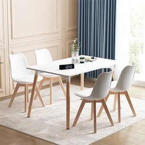 TABLE À MANGER COMPLÈTE Ensemble table blanche avec 4 chaises scandinaves 