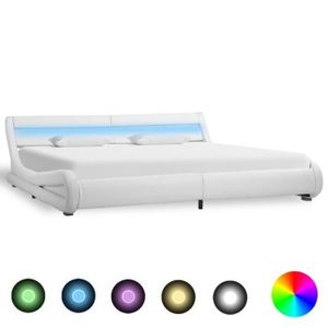 STRUCTURE DE LIT Cadre de lit avec LED Blanc Similicuir 180 x 200 cm - 10067