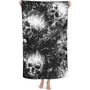 SERVIETTE DE PLAGE Fflsdr Serviette De Plage Crânes Enflammés Microfi