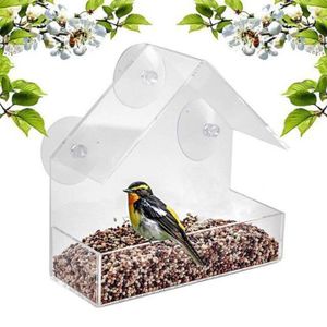 Avec trous de drainage Plateau coulissant amovible pour la maison et le jardin Transparent Mangeoire à suspendre WERTAZ Mangeoire à oiseaux avec fenêtre