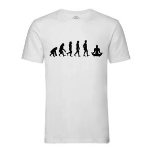 T-SHIRT T-shirt Homme Col Rond Blanc Evolution Méditation 