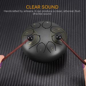 TIEMORE Tambour De Langue En Acier 8 Tune Tambour /à Main 6 Pouces Touche D Instruments /à Percussion Avec Sac De Baguettes Couverture De Doigt Livre Didactique Pour La Maison Yoga M/éditation