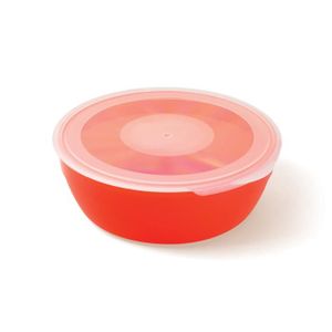 plastorex Assiette Micro-Ondable en Polypropylène Transparent Décor Chouette/Bordure Rouge Grenadine Opaque 