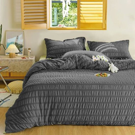 Housse De Couette 220x240 Cm Motif Paris - Microfibre Respirante - Set 3 Pièces (Housse + 2 Taies 65x65 Cm) - Fermeture Zip Et Attaches - Pour Lit 2 Personnes