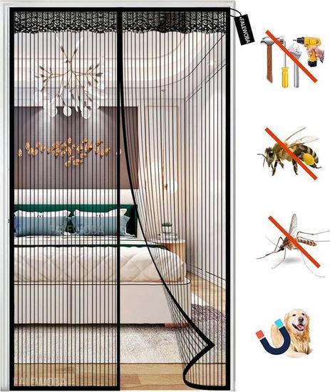 Moustiquaire Porte Fenetre Ouverture Latérale Magnetique Aimantée 150X220Cm, Rideau Moustiquaire