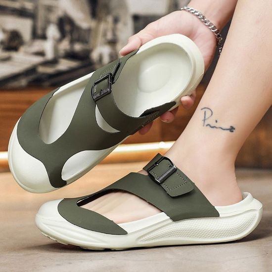 mules sandale homme taille 48 Mules homme grandes pointures Bout fermé Semelle épaisse Boucle  réglable,Vert Vert Cdiscount Chaussures