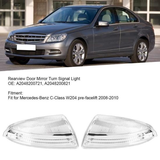 Paire Lampe de Clignotant LED de Rétroviseur A2048200721 pour Mercedes-Benz C-Classe W204 08-10 -JIA