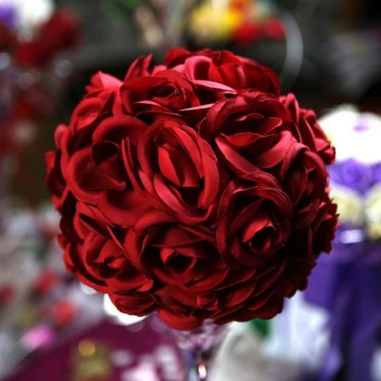 Boule de fleur décoration table de mariage BL20 BORDEAUX